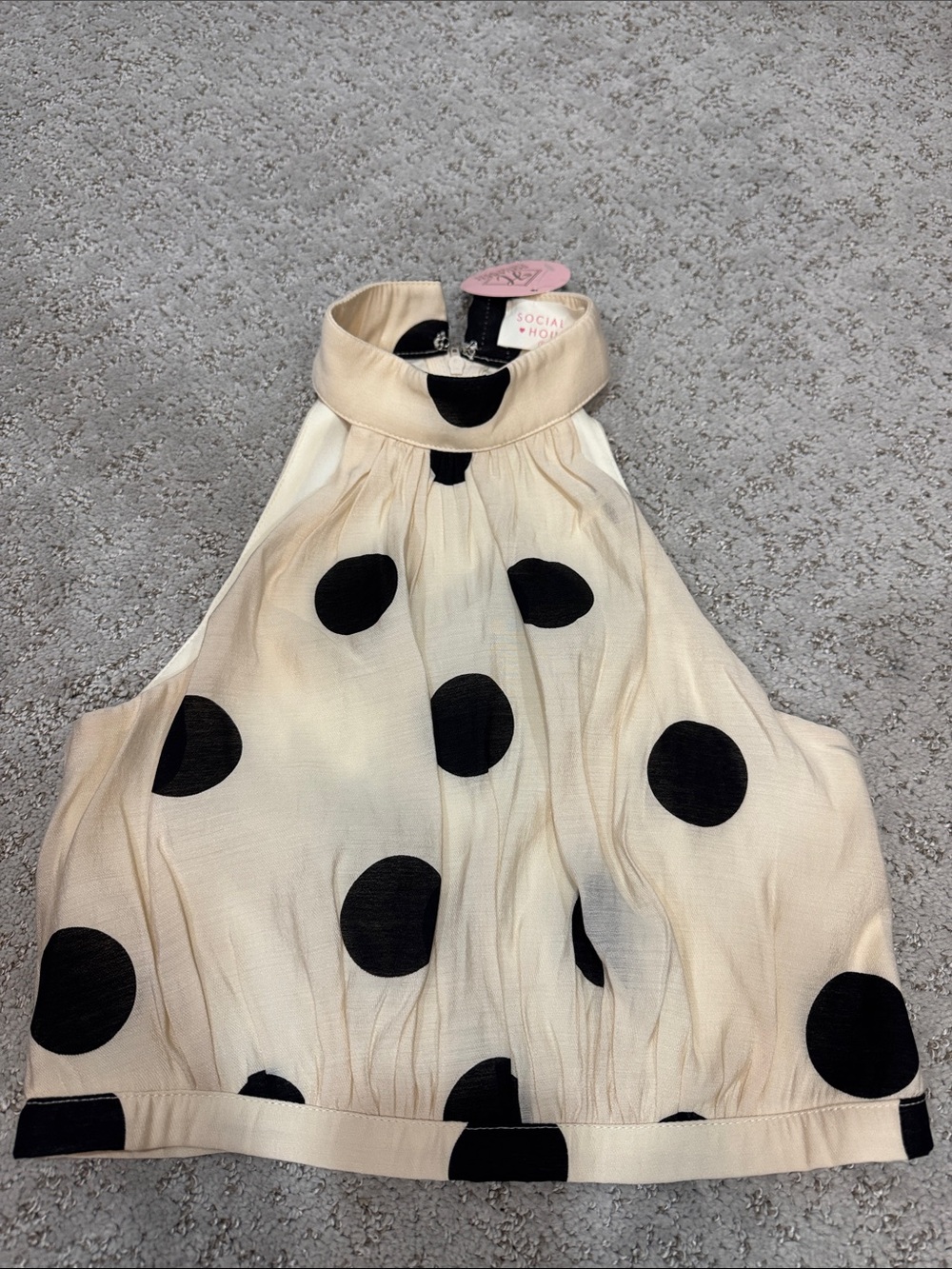 Cream and Black Polka Dot Halter top
